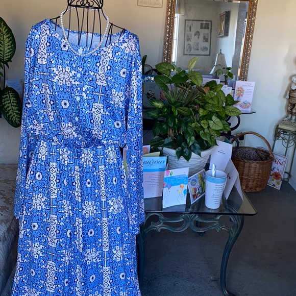 None Dresses & Skirts - Size 2XL Blue & white maxi dress